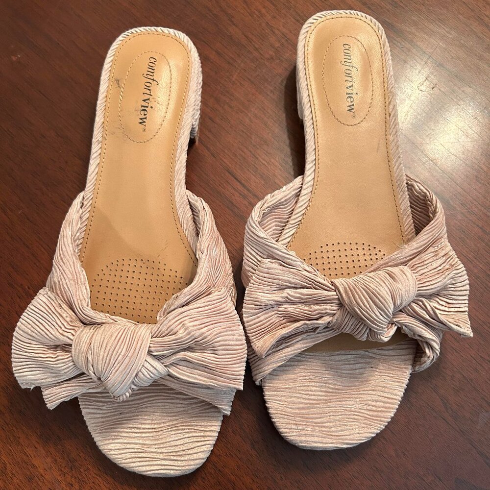 ComfortView Dusty Pink Bow Slides sz 10M